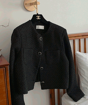 켄달 트위드 노카라 자켓 (2color)